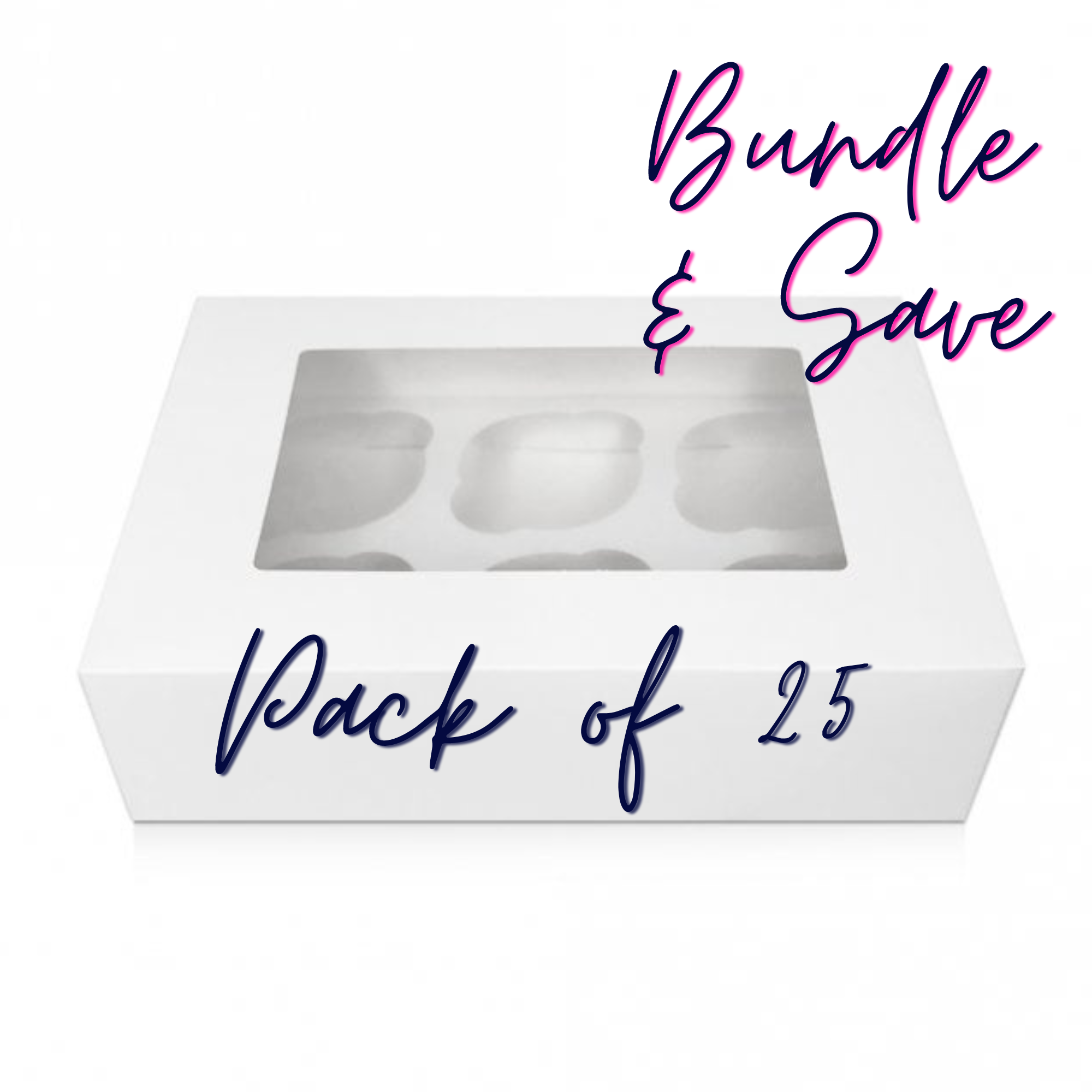 Cupcake Box Six Cavity ( 6 hole ) Boxes Pack of 25