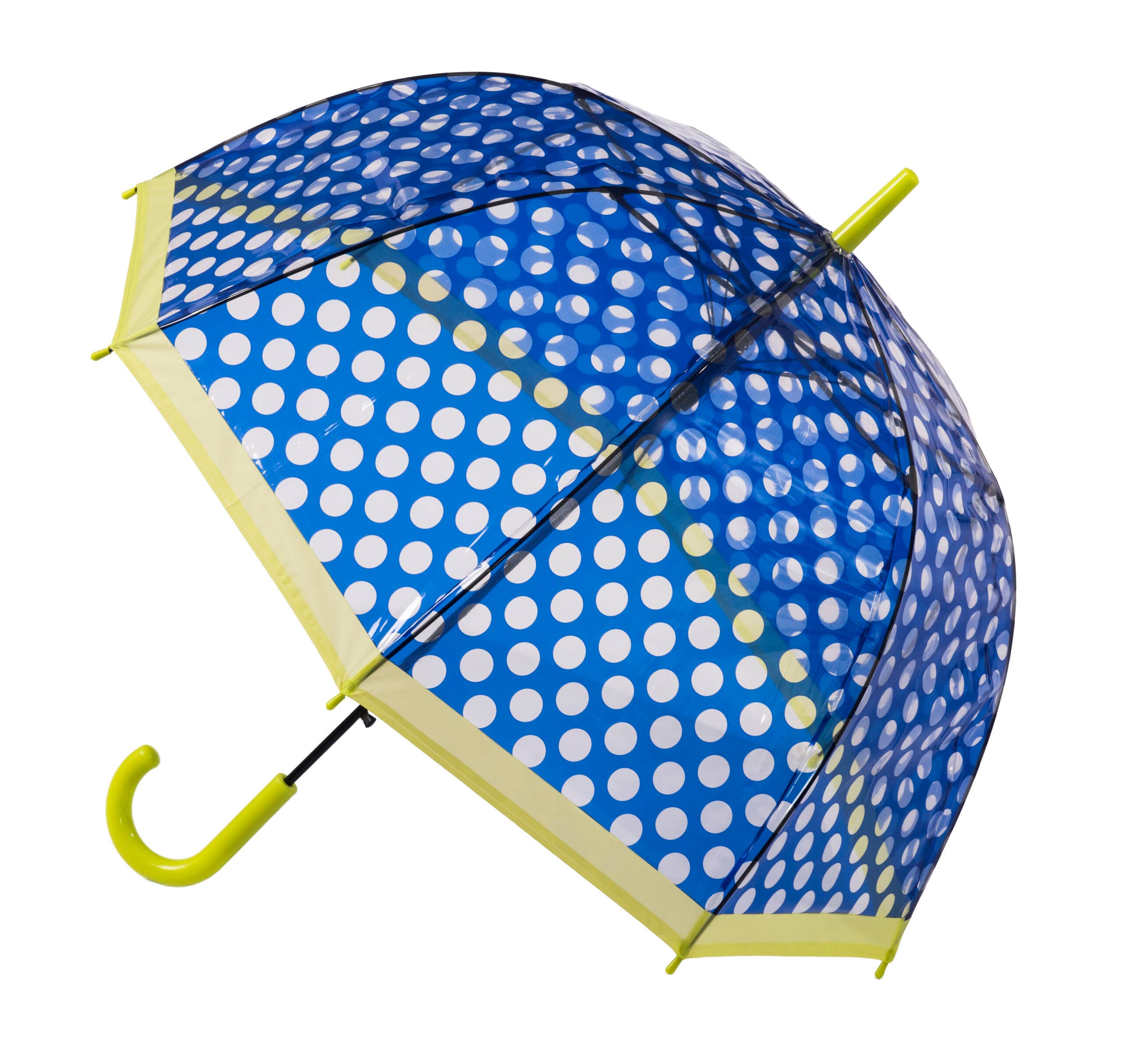 Clear Dome Stick Umbrella Dark Blue Polka Dots from Soake