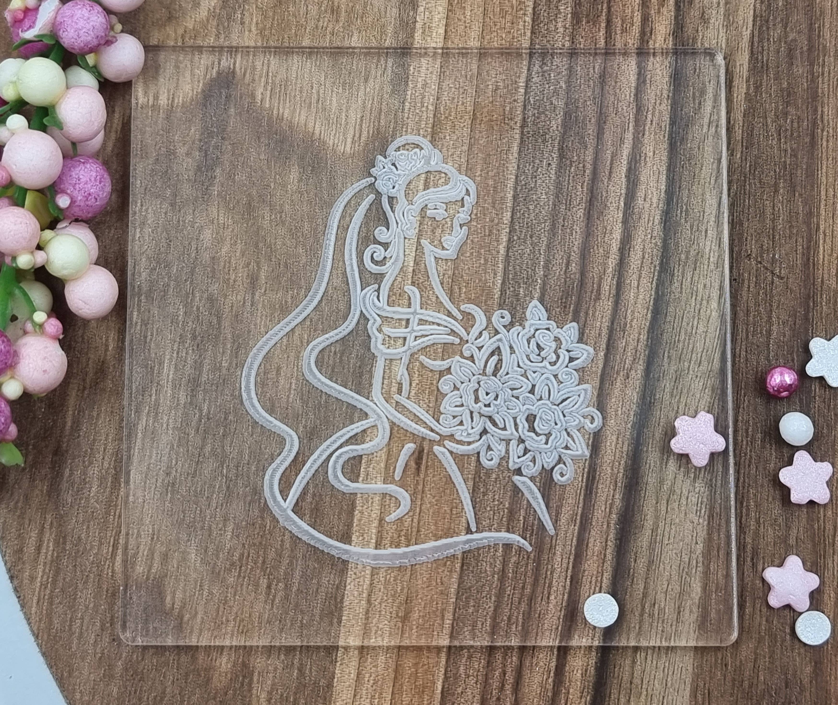 Make & Fun Wedding Bride & Bouquet Fondant Embosser, Cookie Debosser