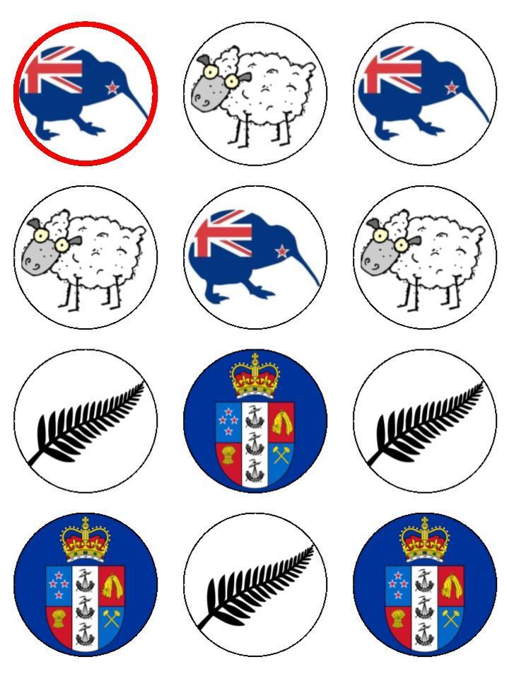 New Zealand NZ travel theme edible printed Cupcake Toppers Icing Sheet