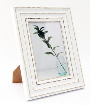 Painted Distressed White finish Antique Look Photo Photograph / Picture Frame 5" x 7"