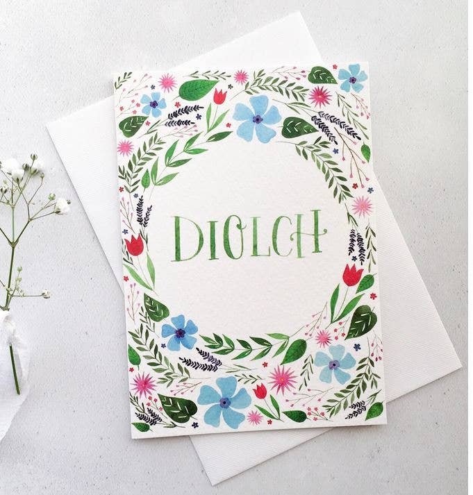 Eleri Haf Designs - Welsh Thank You Greeting Card - Diolch