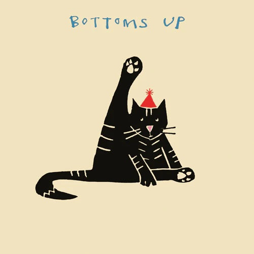 Bottoms Up Cat Themed Greeting Card & Envelope