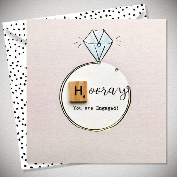 Hooray you are Engaged! Scrabble Letter Greeting Card & Envelope