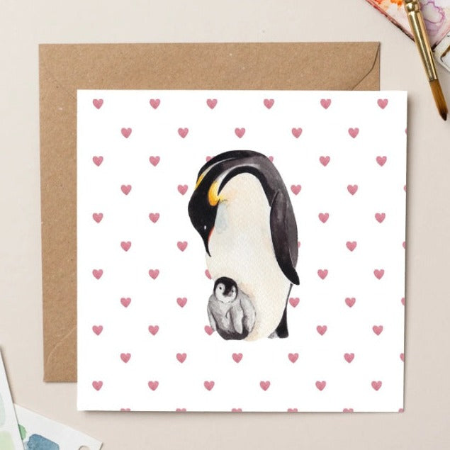 Baby and Parent Penguin Greeting Card & Envelope