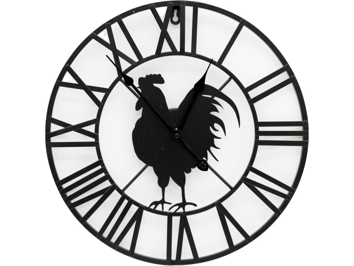 Metal Roman Numeral Wall Clock with Chicken Design