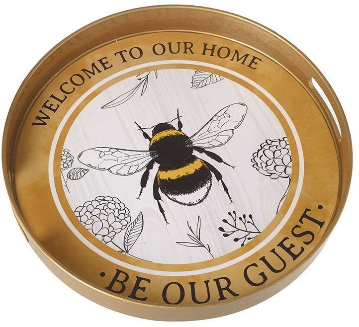 Welcome to Our Home - Be our Guest Round Bee Themed Serving Tray