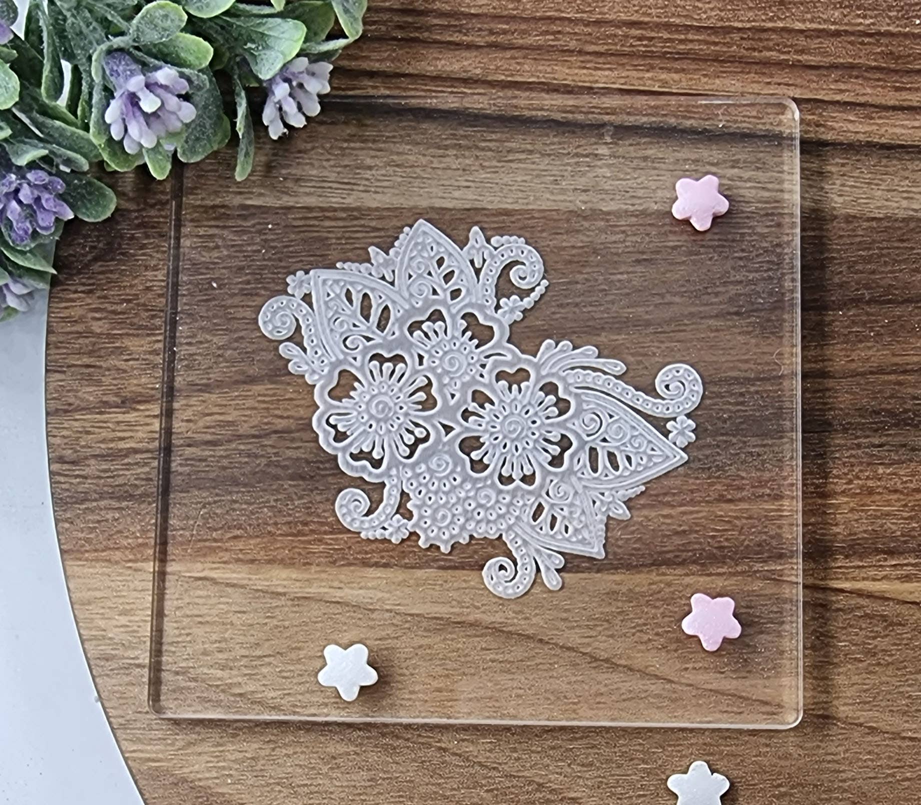 Make & Fun Lace Flower Floral Pattern  Fondant Embosser, Cookie Debosser