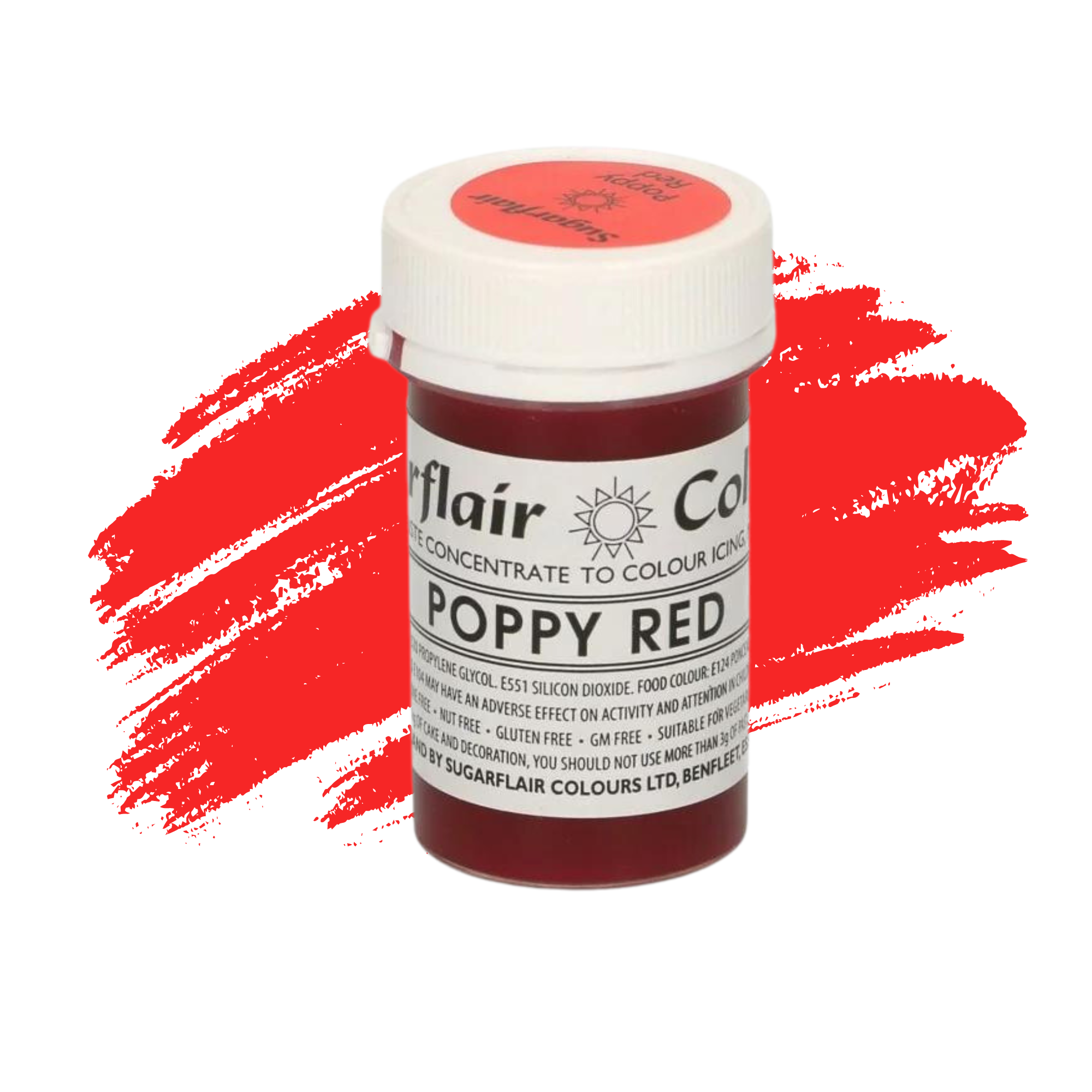 Sugarflair Paste Colours Concentrated Food Colouring - Tartranil Poppy Red- 25g