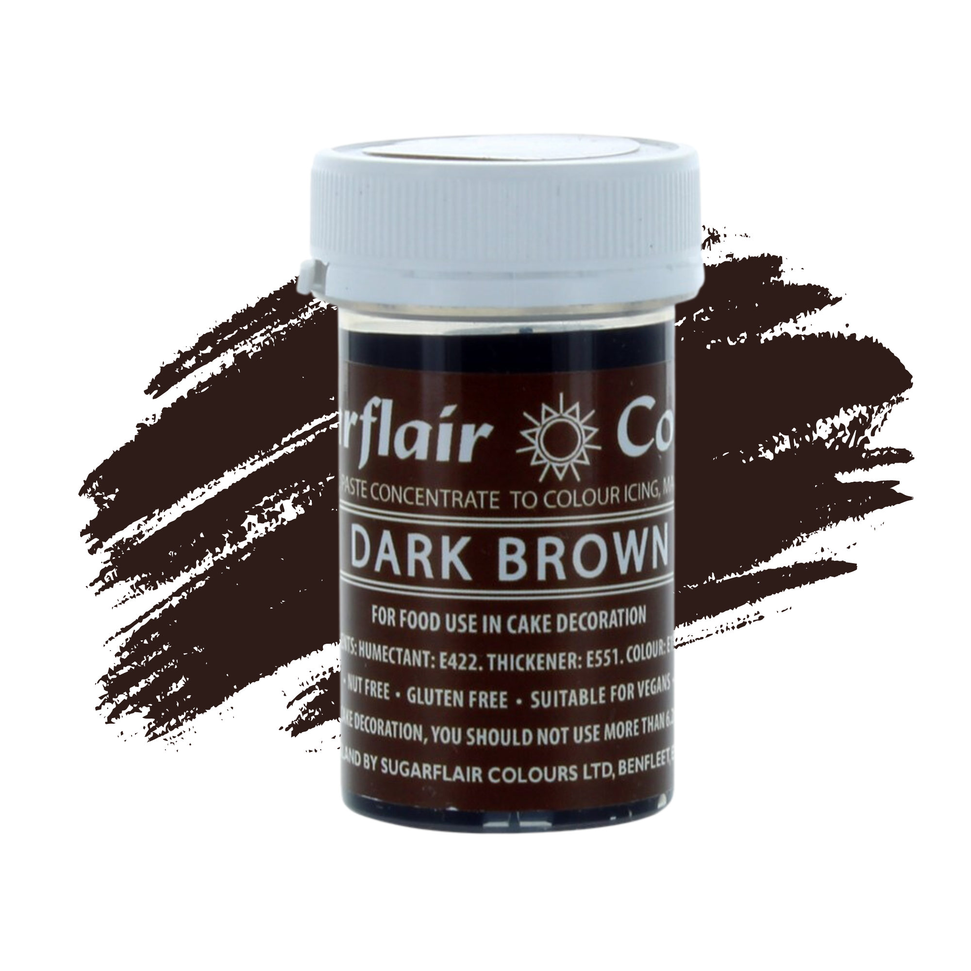 Sugarflair Paste Colours Concentrated Food Colouring - Spectral Dark Brown - 25g