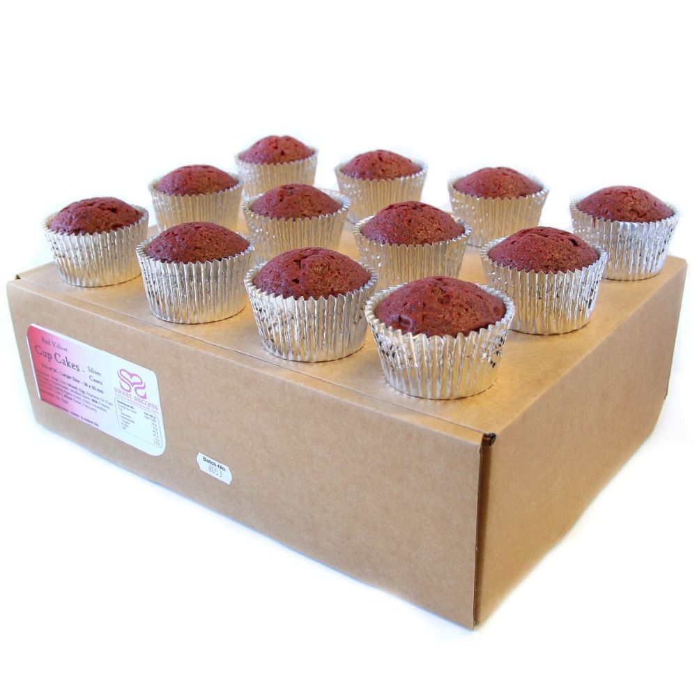 PRE ORDER - Sweet Success Ready to Decorate Cupcakes - Box of 24 - Red Velvet in Silver Cases