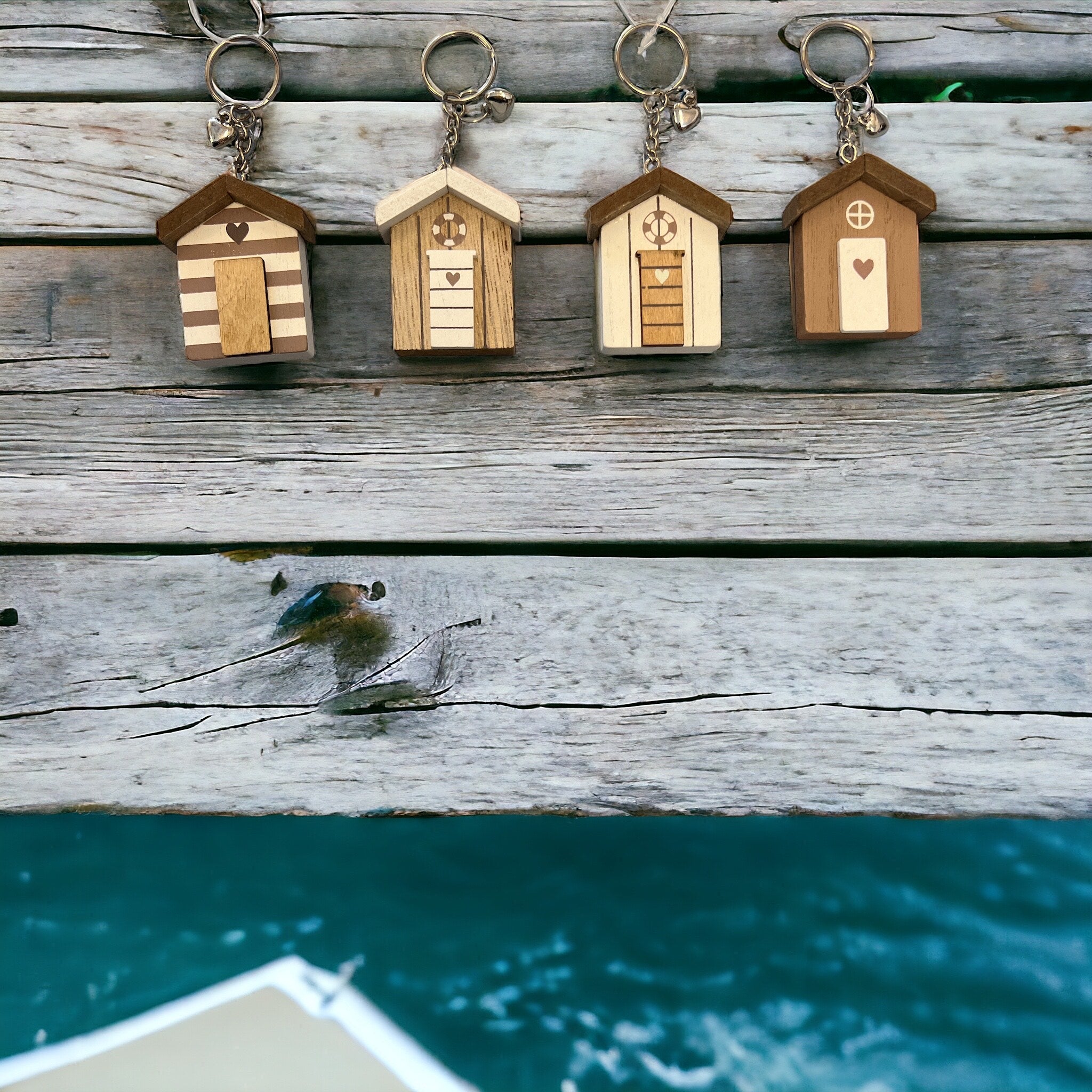 Wooden Beach Hut / Shed Keyring - Sold Singly - Assorted designs