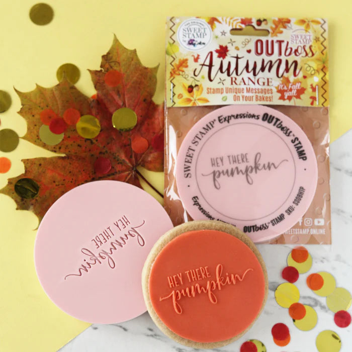 Sweet Stamp OUTboss Expressions Outbossing Sugarcraft Stamp - Hey There Pumpkin