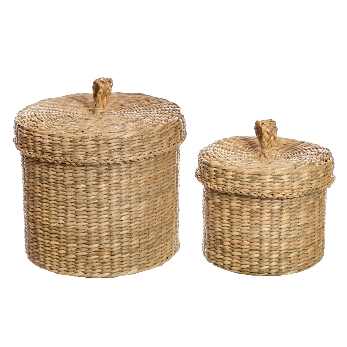 Sass & Belle Set of Two Handmade Seagrass Baskets with Lids