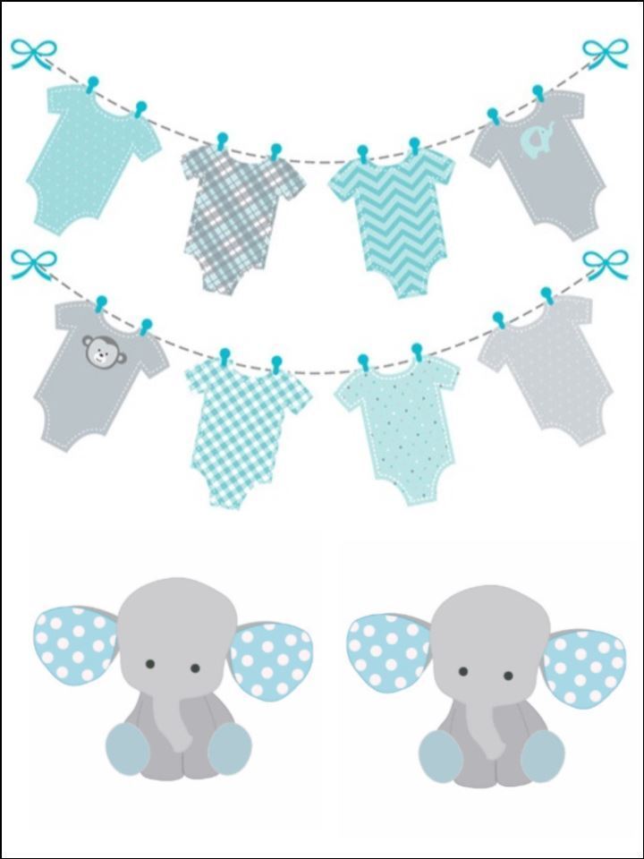 Babygrow bunting elephant blue toppers edible Printed Cake Decor Topper Icing Sheet  Toppers Decoration