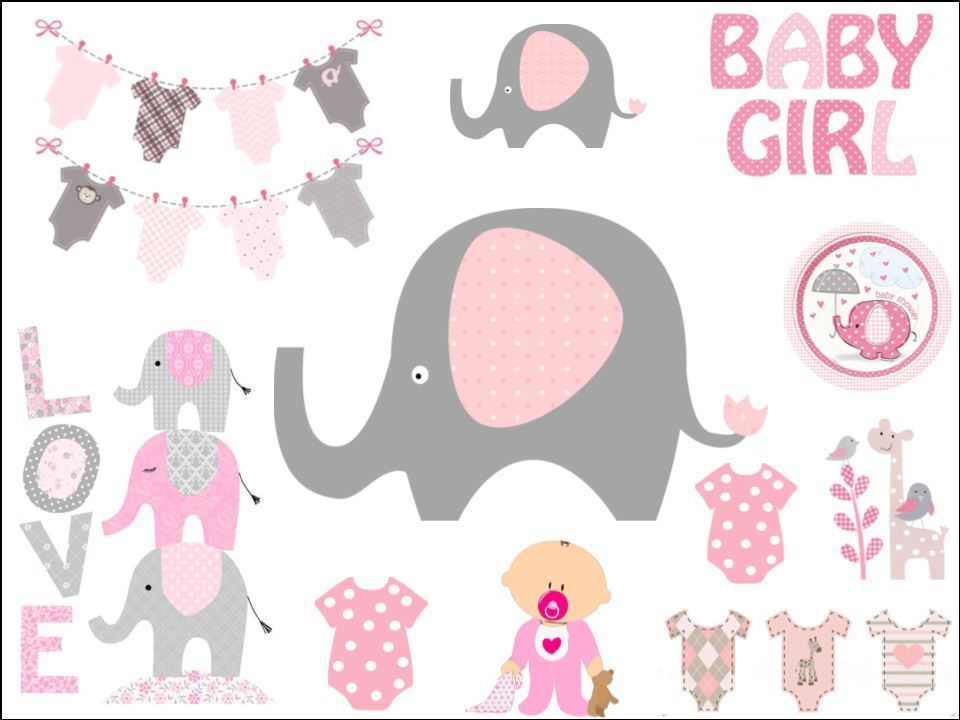 Baby girl baby shower pink elephant Christening edible Printed Cake Decor Topper Icing Sheet  Toppers Decoration