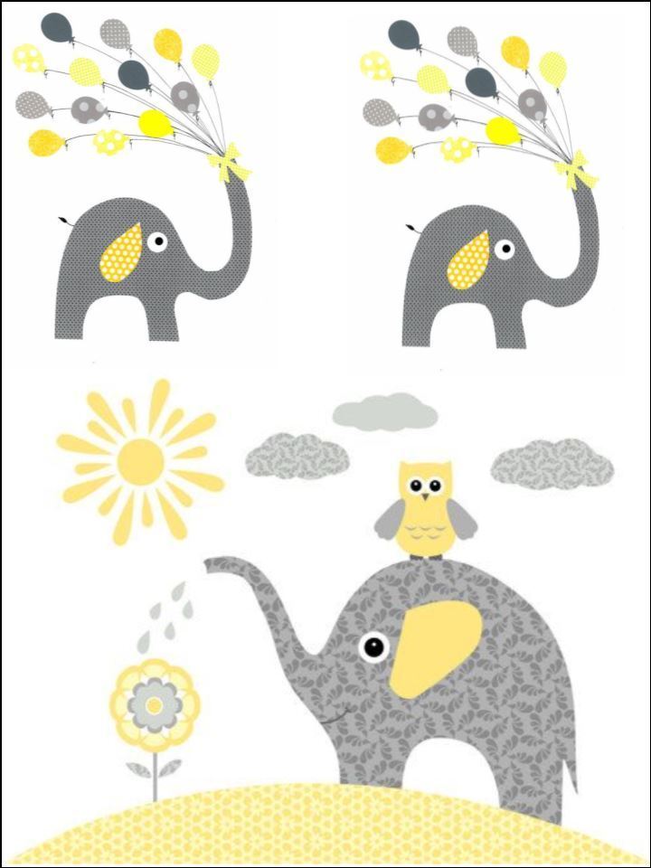 Elephants grey babyshower edible Printed Cake Decor Topper Icing Sheet  Toppers Decoration