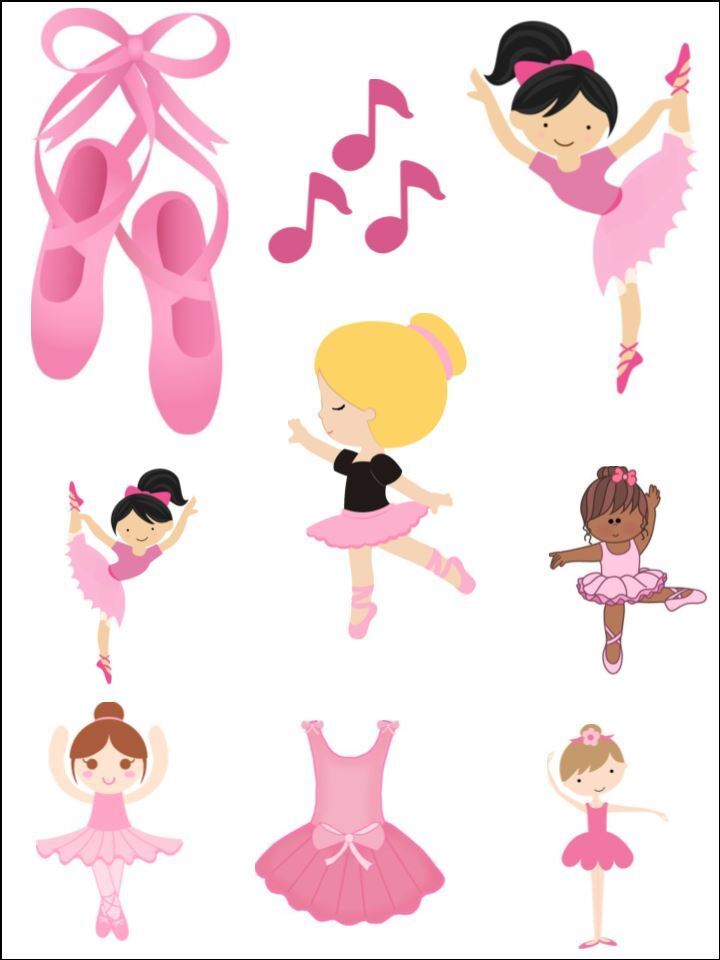 Ballet dancing girly pink dance music edible Printed Cake Decor Topper Icing Sheet  Toppers Decoration