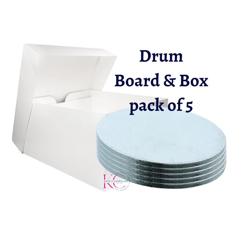 Pack of 5 x 14" Round Silver Cake Drums & 5 x 14" Boxes