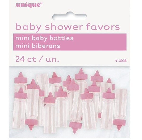 Pack of 24 Minatare Baby Bottles Table Decorations / Favours in Pink