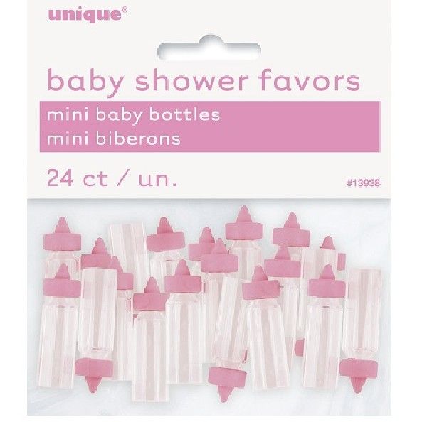 Pack of 24 Minatare Baby Bottles Table Decorations / Favours in Pink