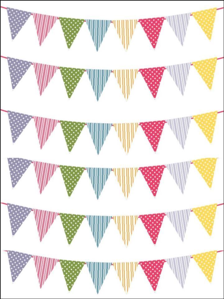 Patterned bunting pastel colours edible Printed Cake Decor Topper Icing Sheet  Toppers Decoration