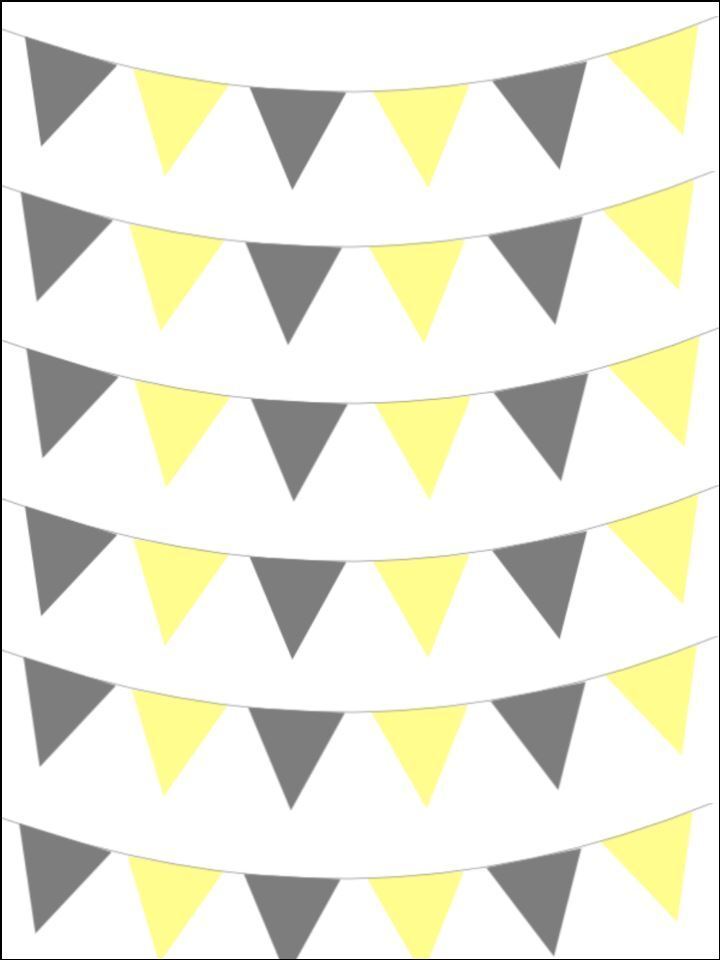 Yellow and grey bunting baby shower edible Printed Cake Decor Topper Icing Sheet  Toppers Decoration