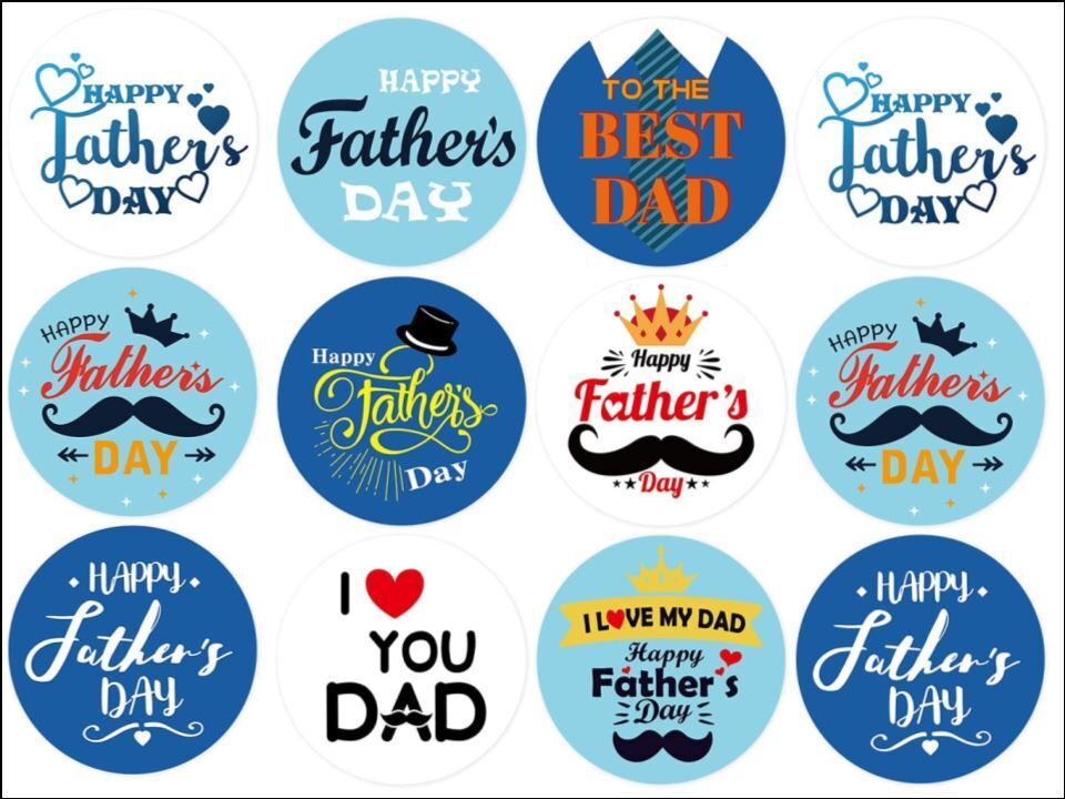 Best Dad Happy Father's Day Edible Printed Cupcake Toppers Icing Sheet of 12 Toppers