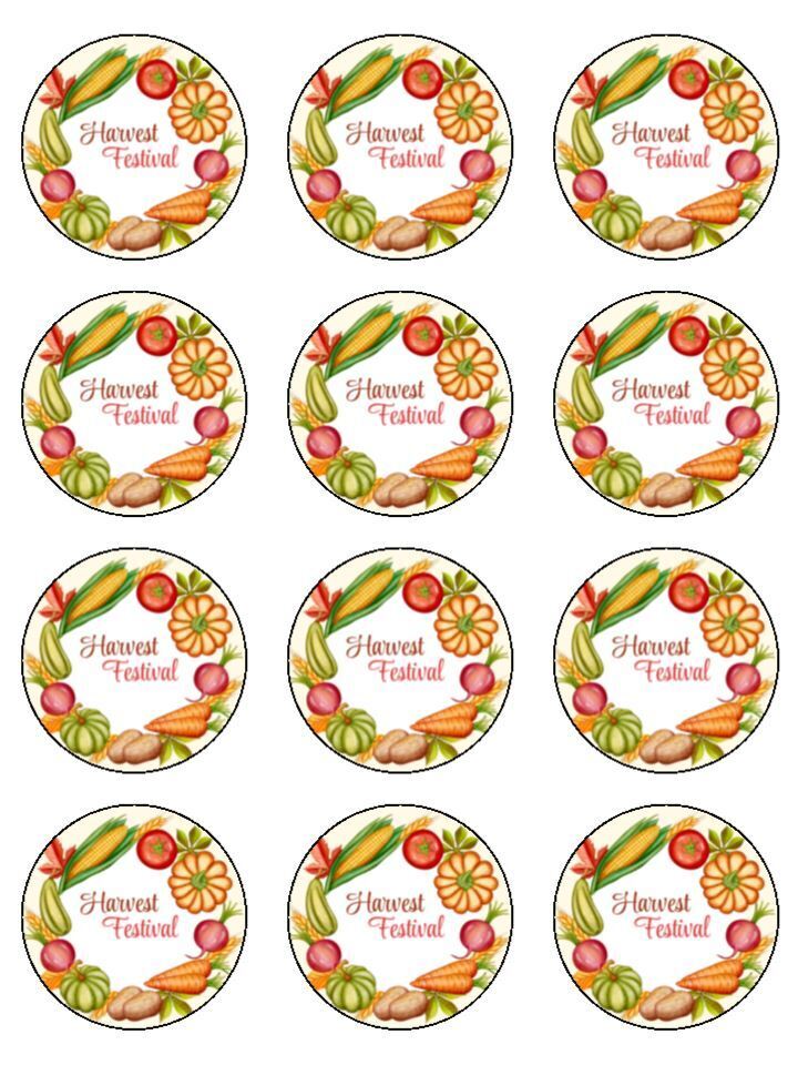 Harvest festival fruit food Edible Printed Cupcake Toppers Icing Sheet of 12 Toppers