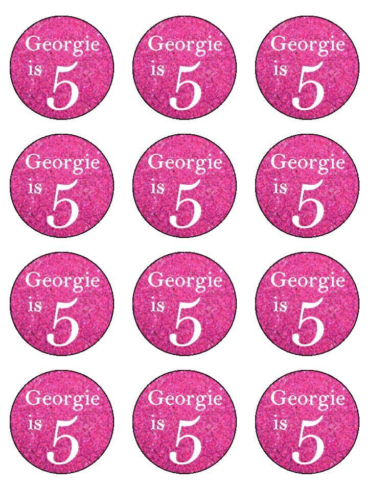 Pink Name Age personalised Edible Printed Cupcake Toppers Icing Sheet of 12 toppers