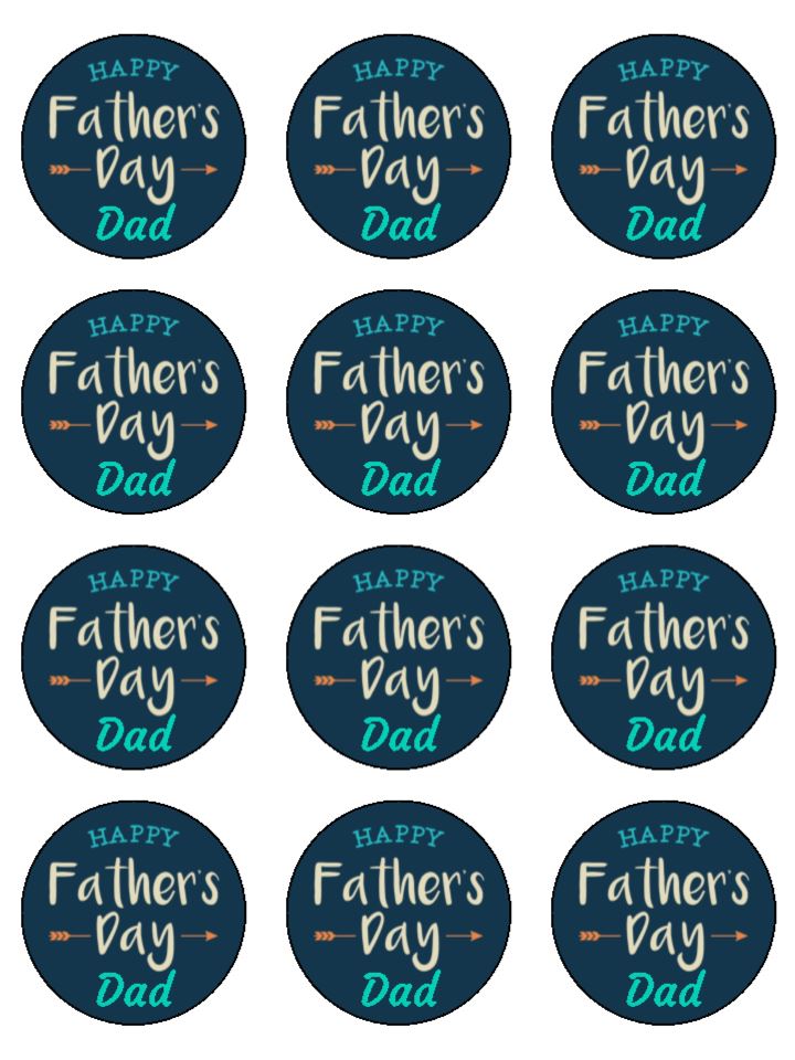 Happy Father's Day Dad Edible Printed Cupcake Toppers Icing Sheet of 12 Toppers