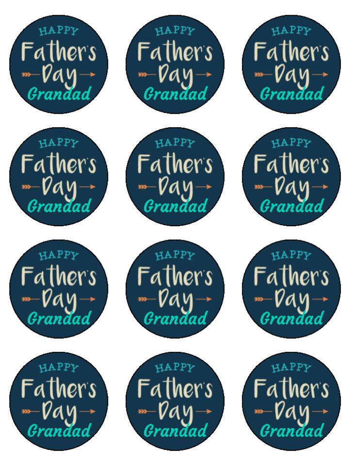 Happy Father's Day Grandad Edible Printed Cupcake Toppers Icing Sheet of 12 Toppers