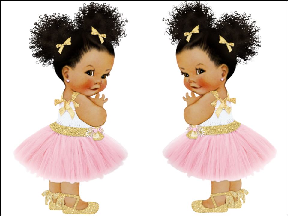 Pink Baby afro puff baby Décor for Cake Edible Printed Cake Decor Topper Icing Sheet Toppers Decoration