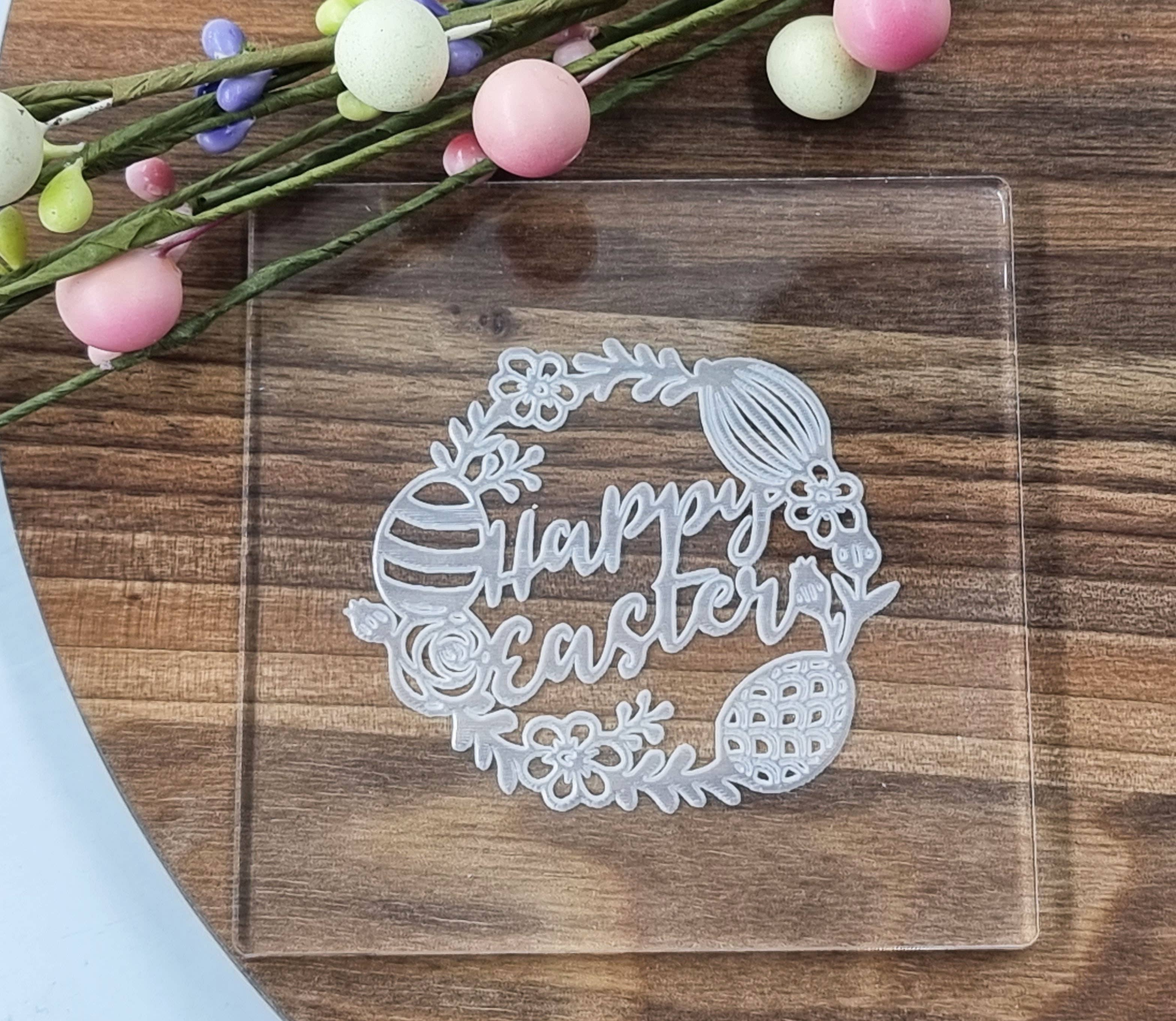 Make & Fun Easter Eggs Happy Easter Fondant Embosser, Cookie Debosser