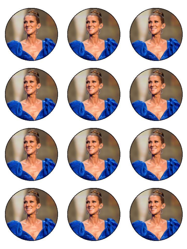 Celine Dion singer song artist Edible Printed Cupcake Toppers Icing Sheet of 12 Toppers