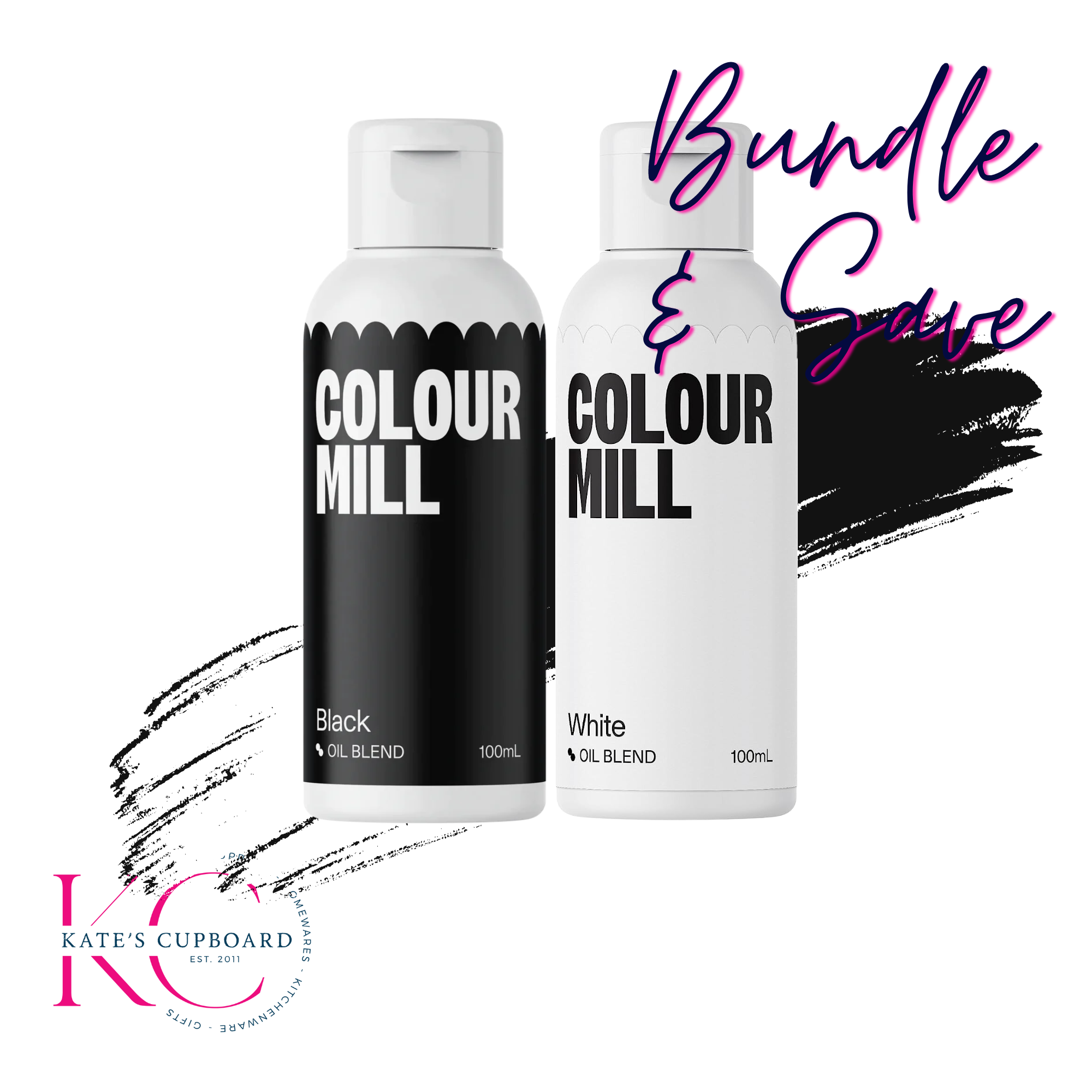 Black & White 100ml Colour Mill Food Colouring Duo for Bold Creations