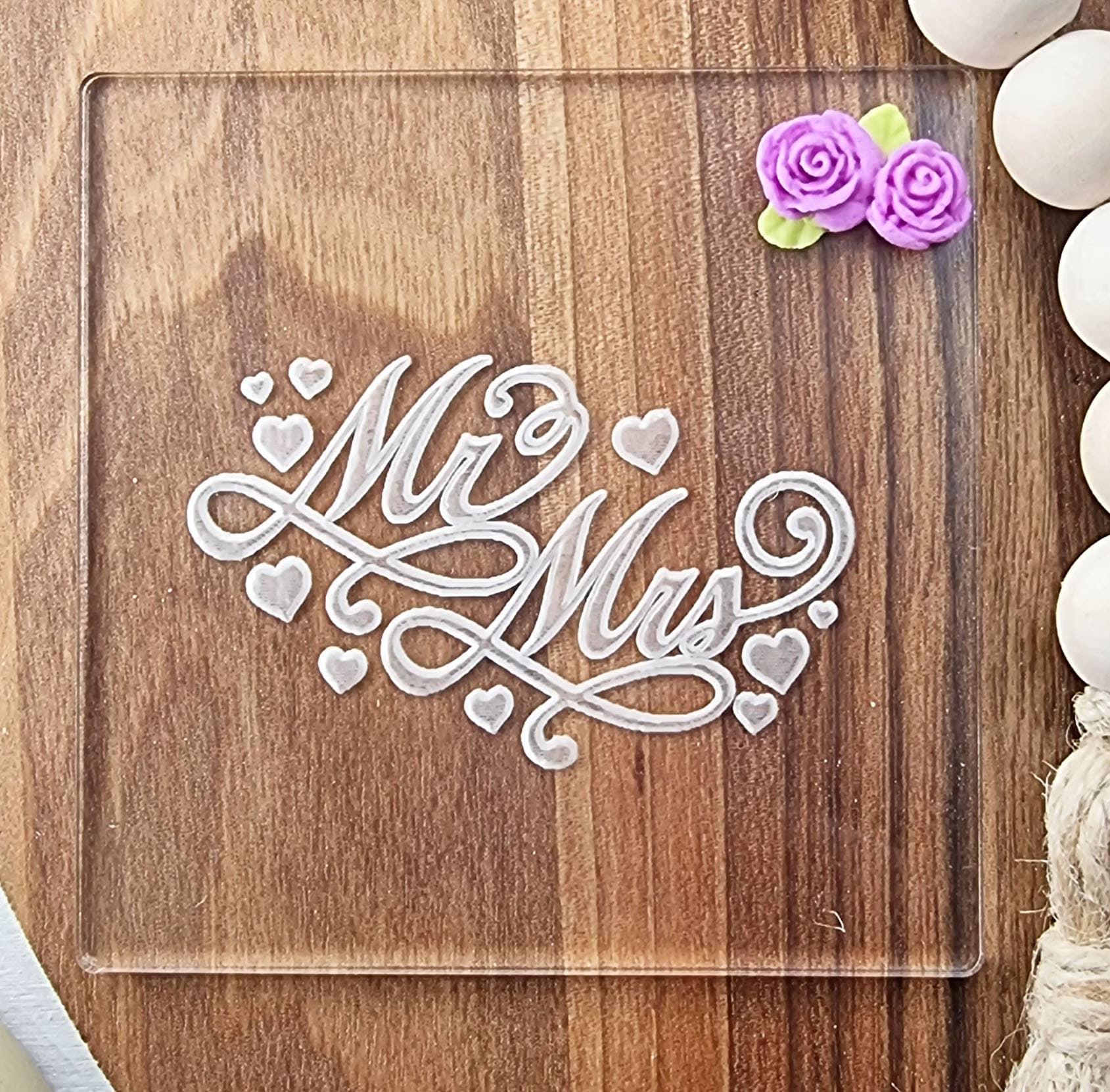 Make & Fun Mr & Mrs Wedding Fondant Embosser, Cookie Debosser