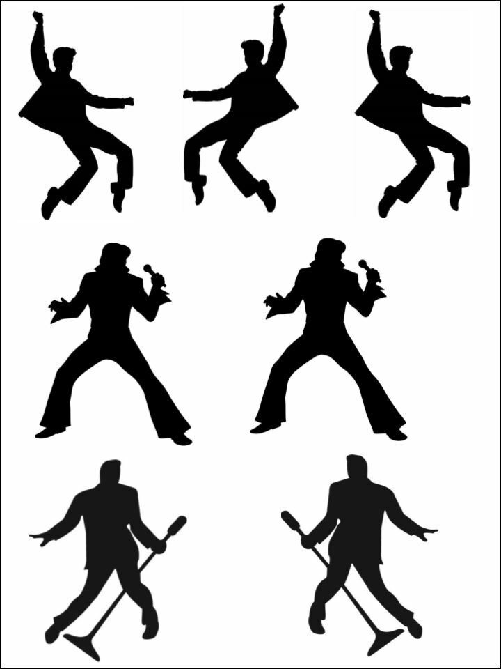 Elvis 50's Rock & Roll silhouette Background edible Printed Cake Decor Topper Icing Sheet  Toppers Decoration