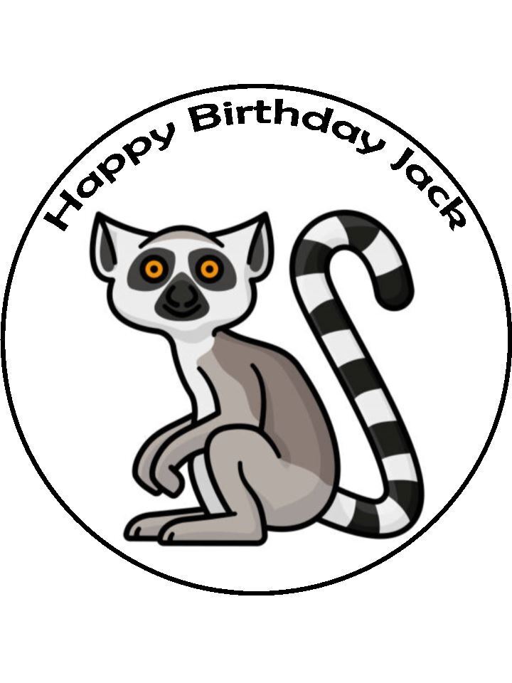 Lemur wild animals cute Personalised Edible Printed Cake Topper Round Icing Sheet