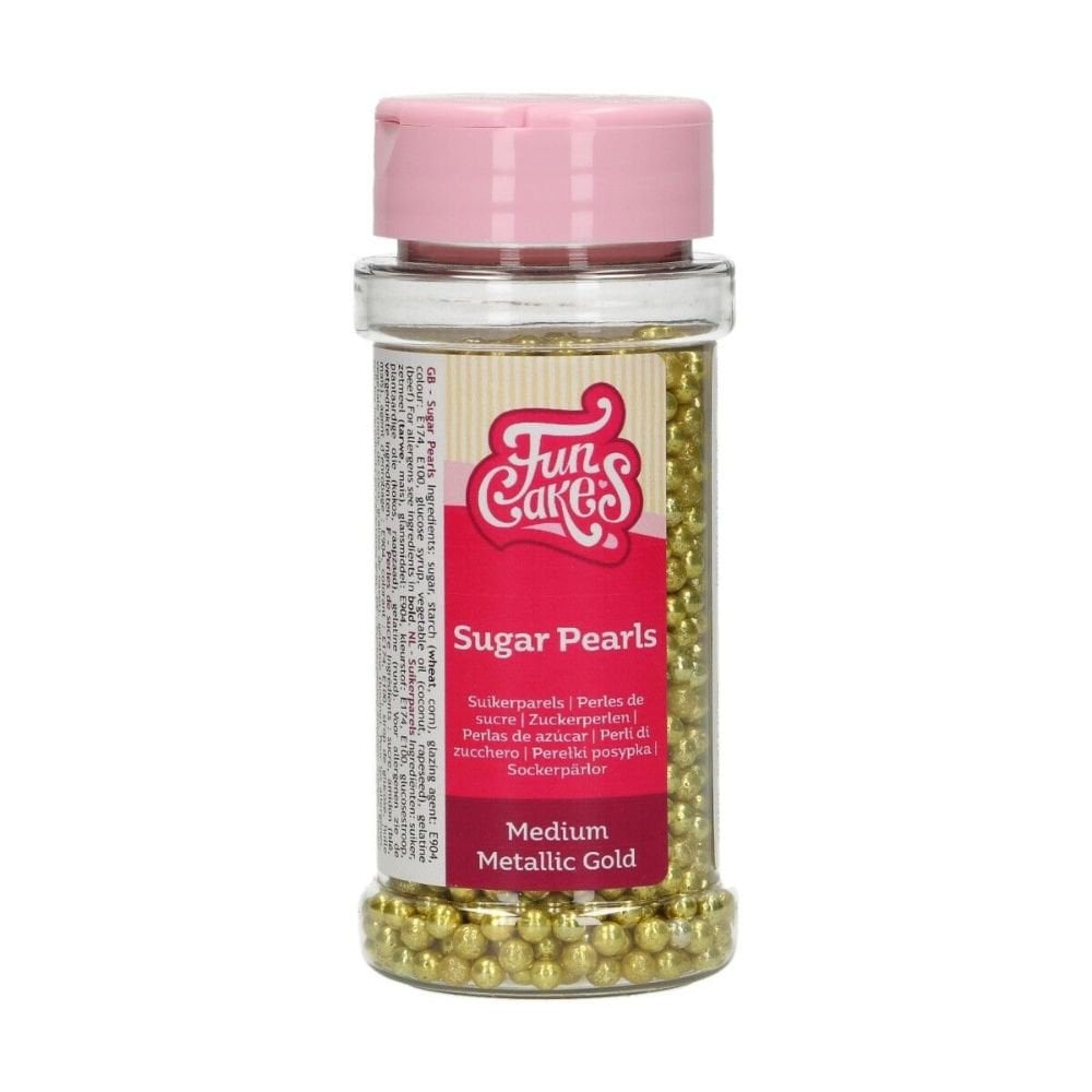 Funcakes Metallic Gold Medium Edible Balls Sprinkles Gold Pearls 80g