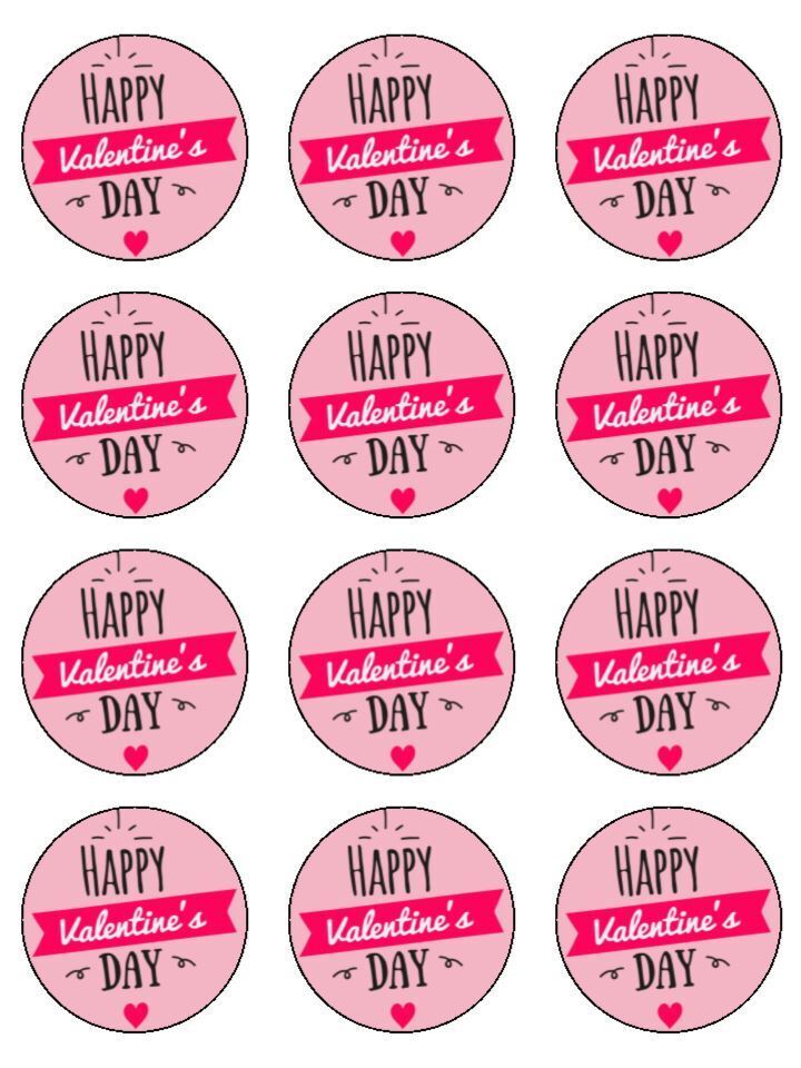 Valentines day heart love Edible Printed Cupcake Toppers Icing Sheet of 12 Toppers
