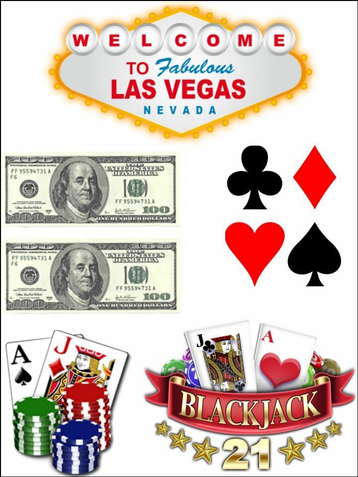 Las Vegas sign nevada poker chips dollars edible Printed Cake Decor Topper Icing Sheet Toppers Decoration