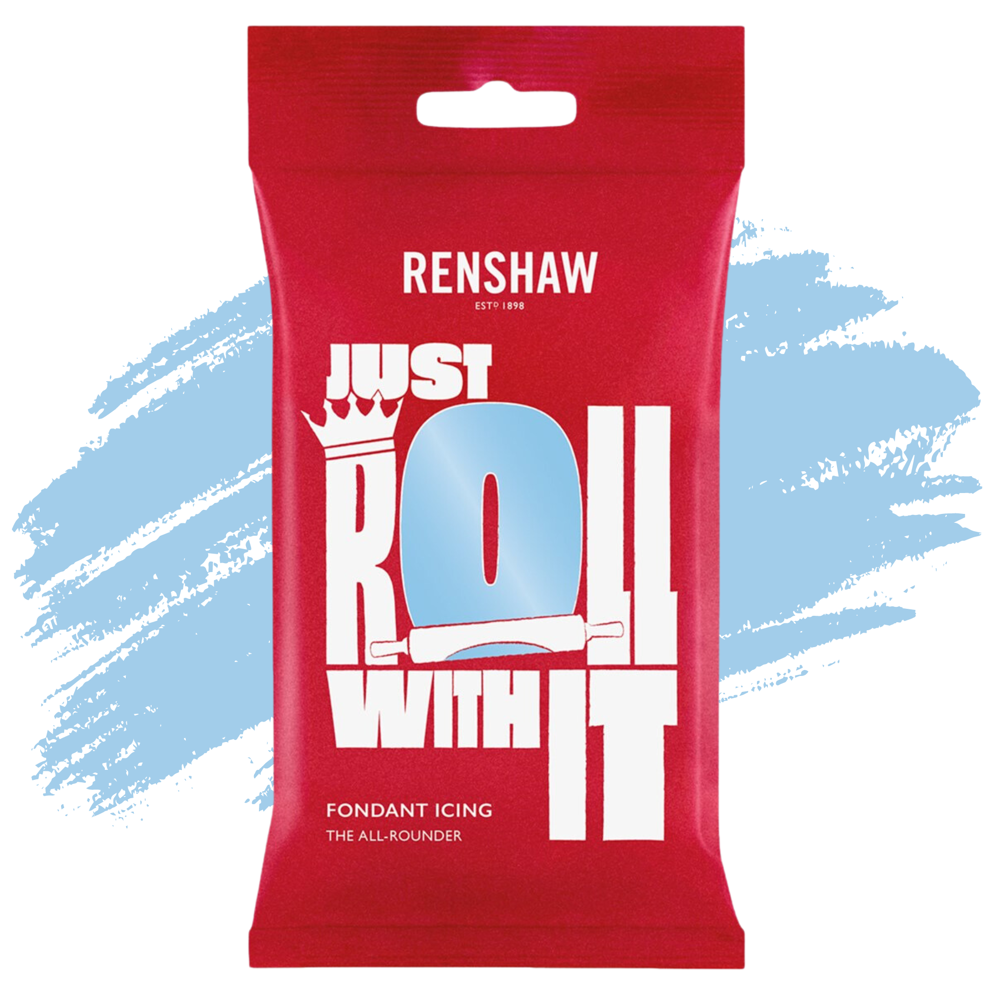 Renshaw Professional Sugar Paste Ready to Roll Fondant Just Roll with it Icing - Baby Blue - 250g