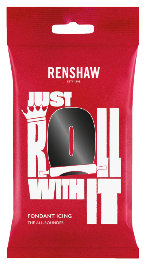 Renshaw Professional Sugar Paste Ready to Roll Fondant Just Roll with it Icing - Black - 1KG