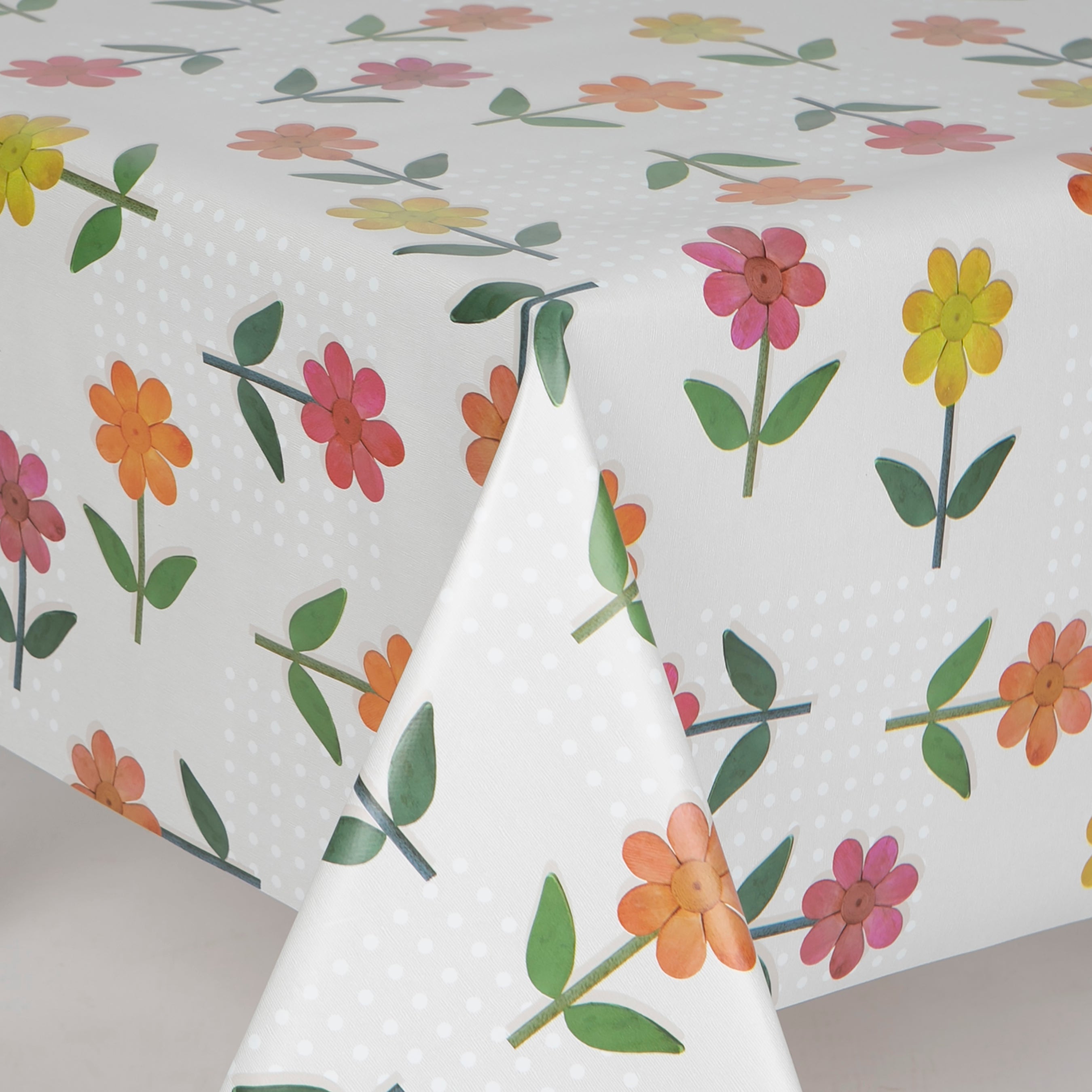 Simple Flower PVC Wipe Clean Vinyl Table Covering / Table Cloth