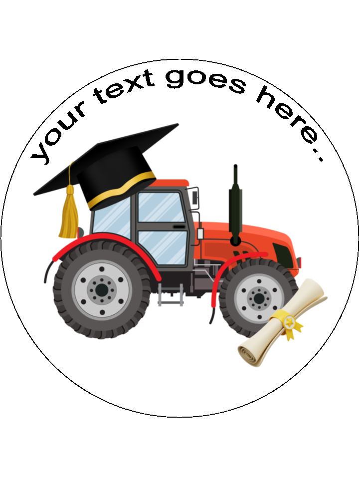 Agricultural Course Agriculture Tractor Graduation Personalised Edible Printed Cake Topper Round Icing Sheet
