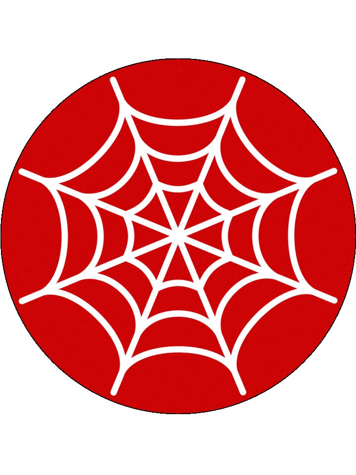 Red & White Spider Web Comic Superhero Personalised Edible Printed Cake Topper Round Icing Sheet
