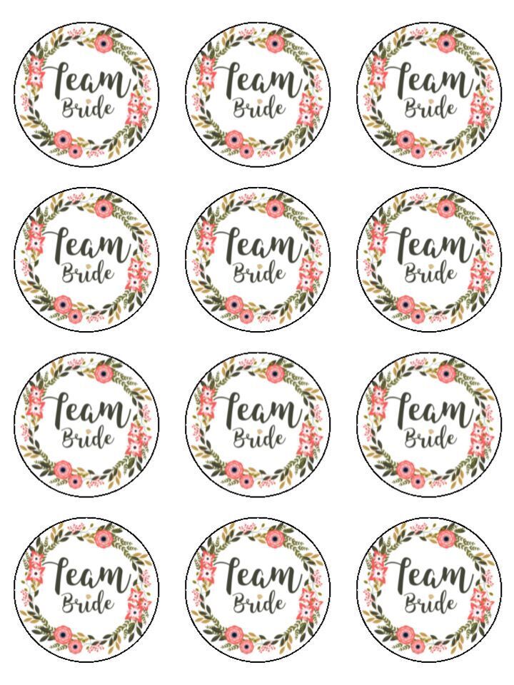 Bride Squad Team bride hen night Edible Printed Cupcake Toppers Icing
