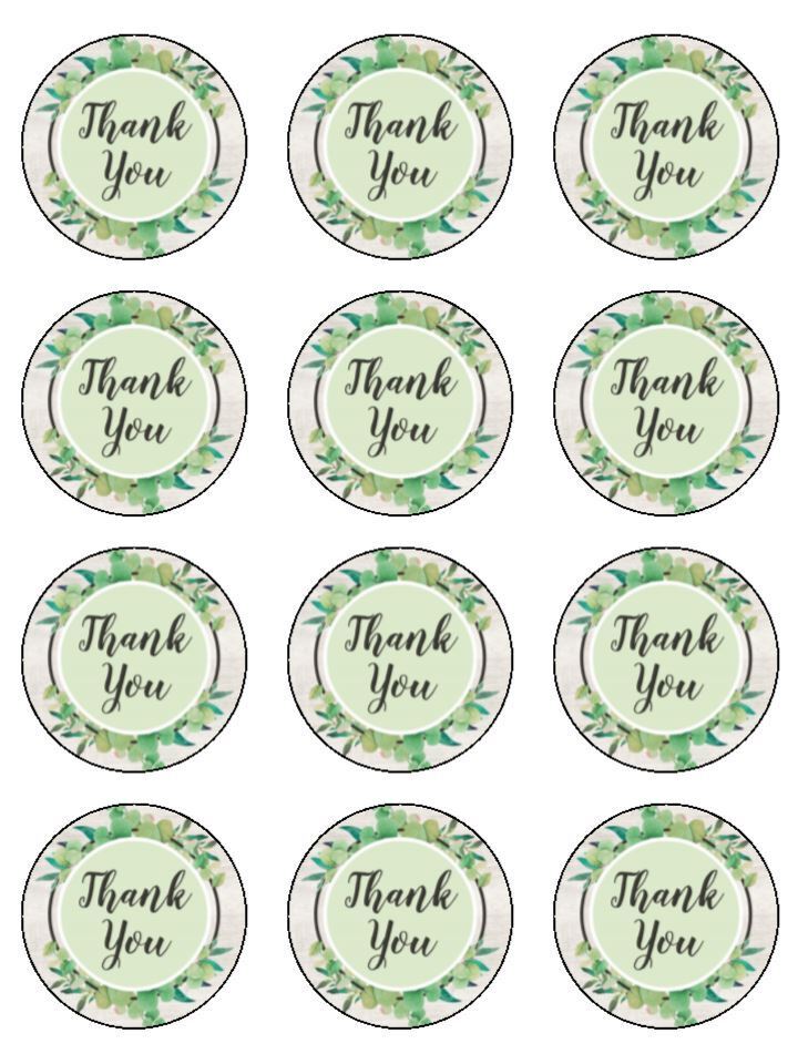 thank-you-green-floral-edible-printed-cupcake-toppers-icing-sheet-of-1