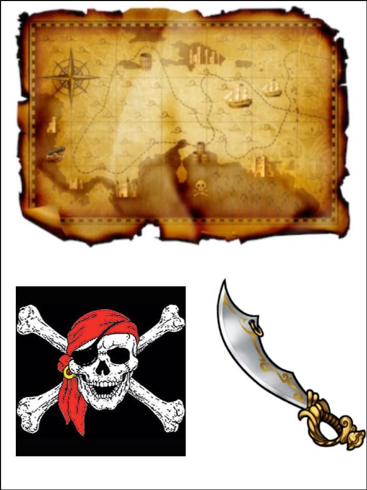 Pirate Theme Map cutlet skull crossbones edible Printed Cake Decor Topper Icing Sheet  Toppers Decoration